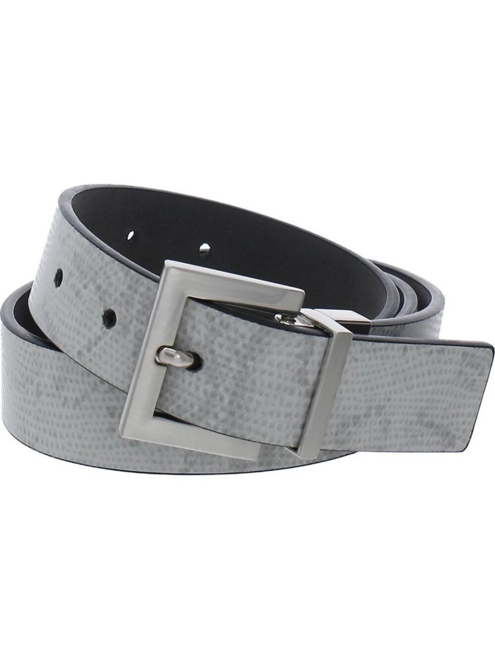 INC Mens Faux-Leather Reversible Casual Dress Belt Light Grey Black Size M SALE